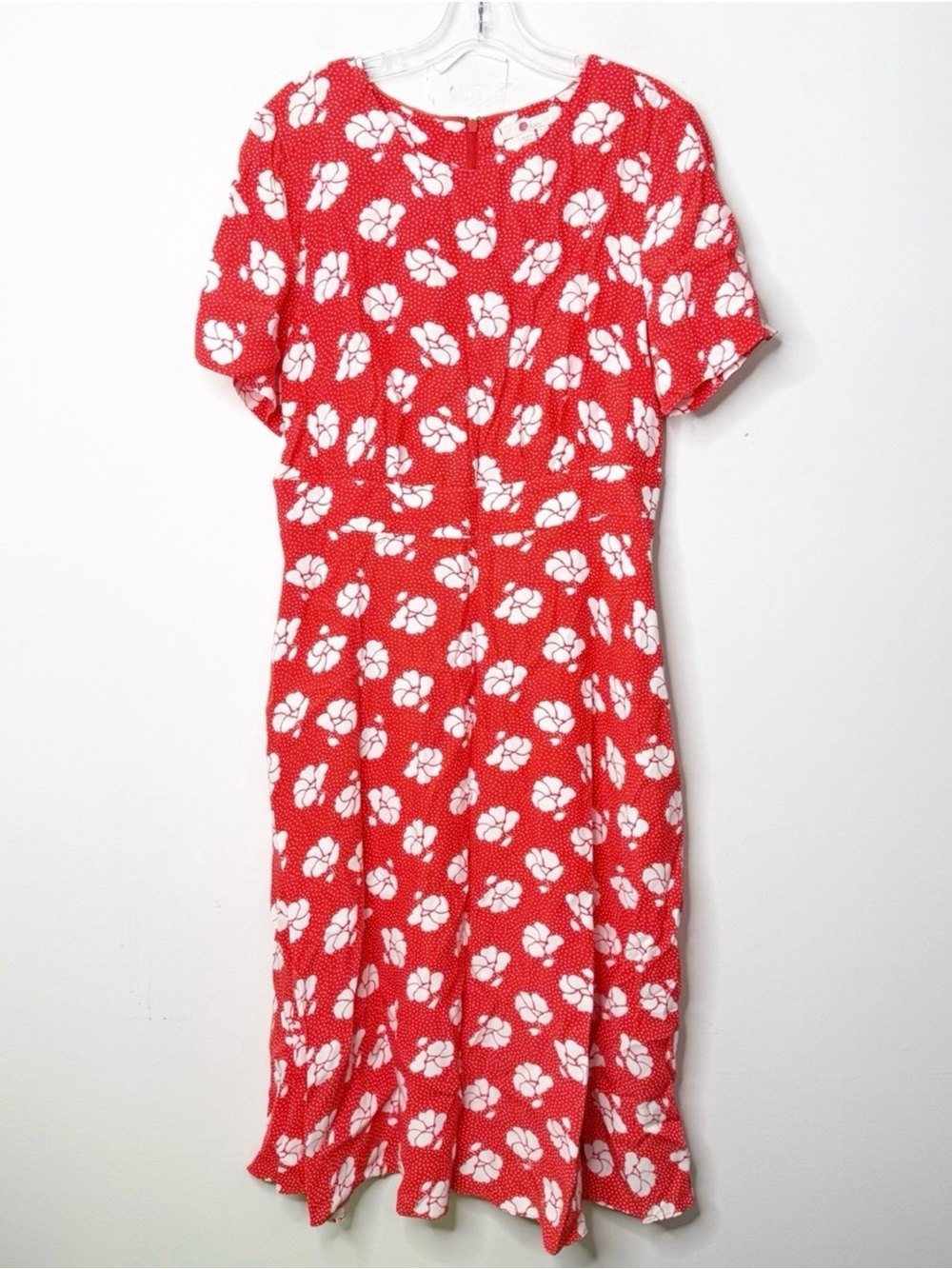 BODEN Ruth Orange and White Floral Dot Print Midi Dress Sz. 10 Cottagecore - Picture 2 of 6